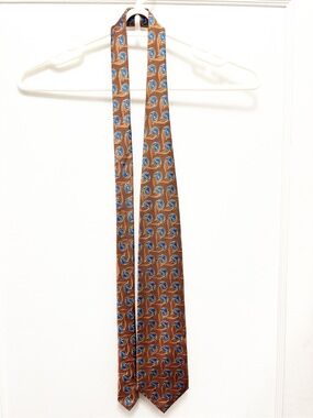 City of London Ferrell Reed Copper Brown Gold Silk Tie Hand Woven in Switzerland